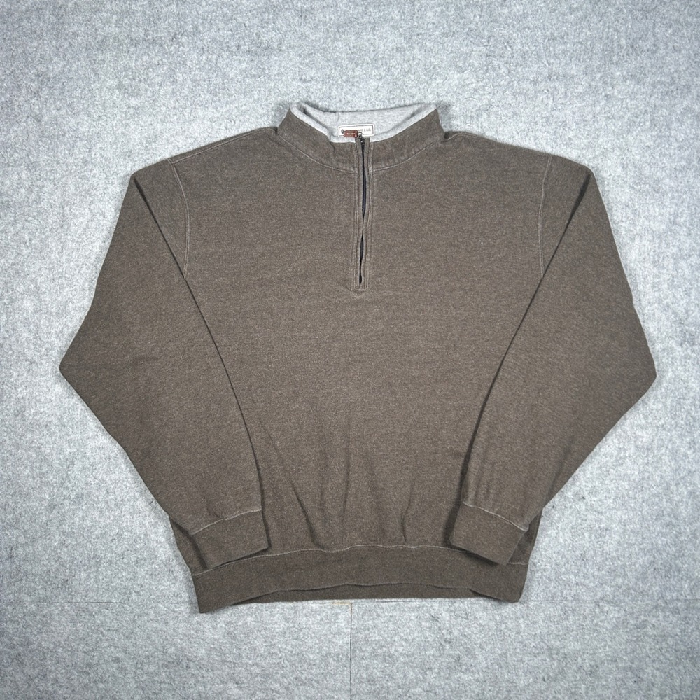 Peter Millar Quarter Zip Pullover Mens Medium Brown Cotton Sweater Golf Casual